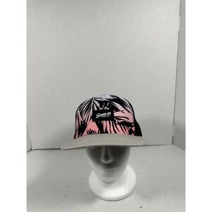 Snap-on Tools Trucker Hat Pink Tropical Palm Leaf Mesh‎ Snapback Cap Flat Bill